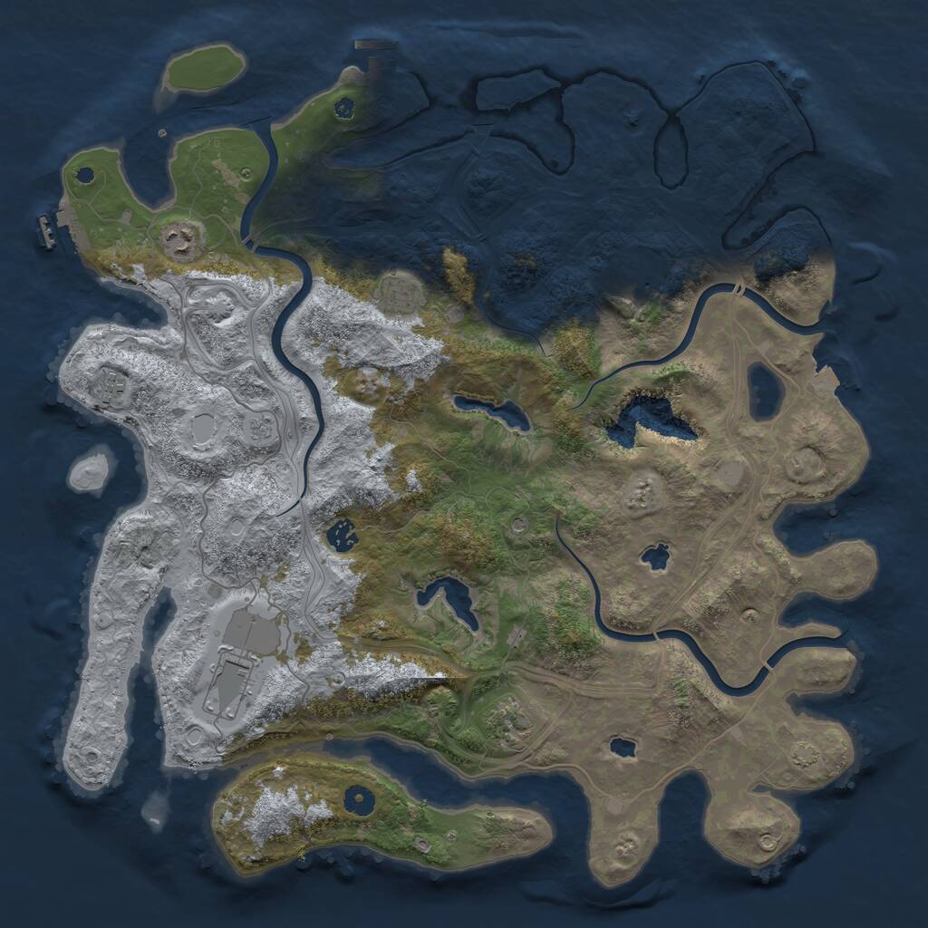 Rust Map: Procedural Map, Size: 4500, Seed: 555667, 13 Monuments
