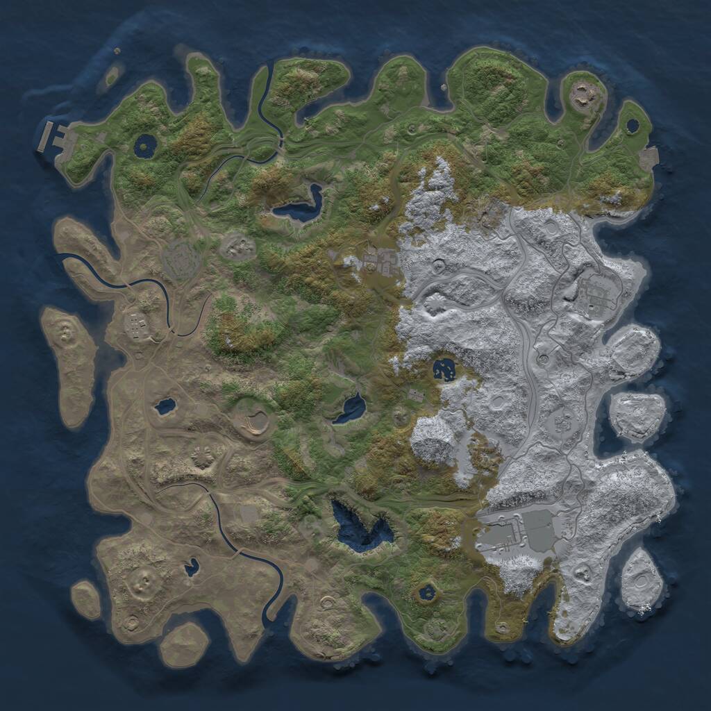 Rust Map: Procedural Map, Size: 4500, Seed: 1936277301, 14 Monuments