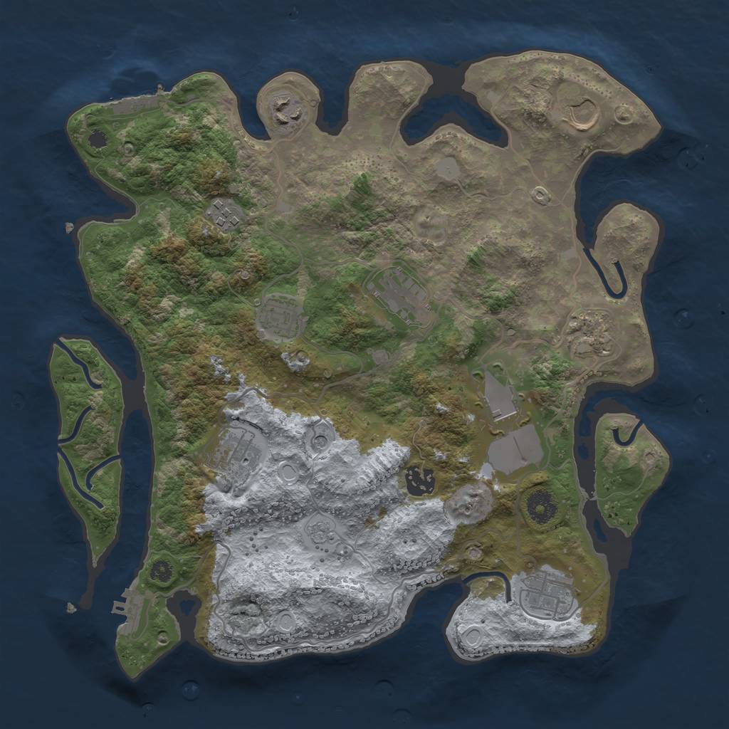 Rust Map: Procedural Map, Size: 3500, Seed: 545180324, 19 Monuments