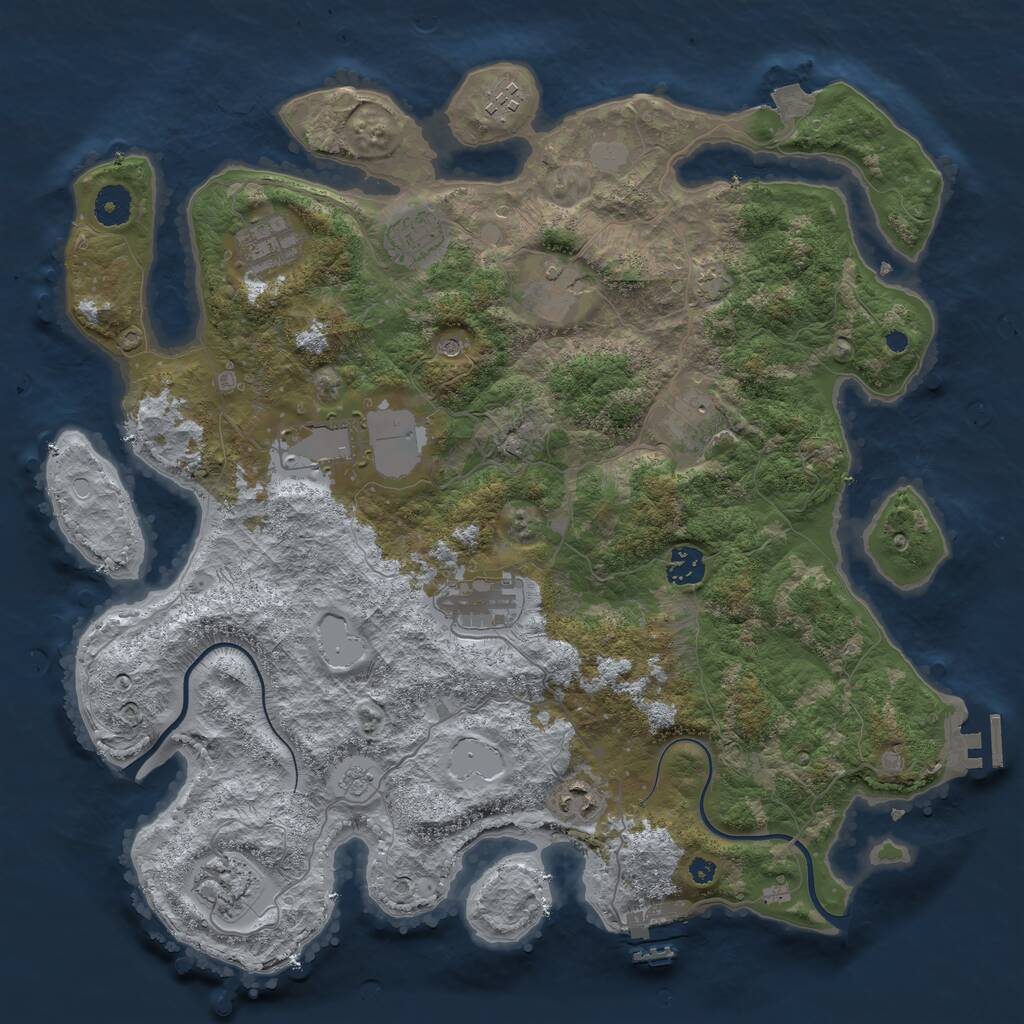 Rust Map: Procedural Map, Size: 3900, Seed: 92469881, 16 Monuments