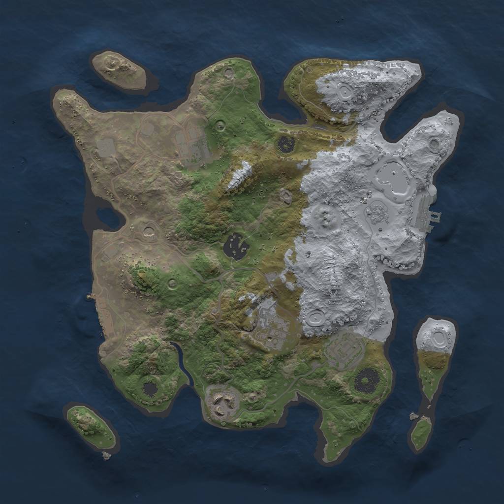 Rust Map: Procedural Map, Size: 3000, Seed: 1845725562, 14 Monuments