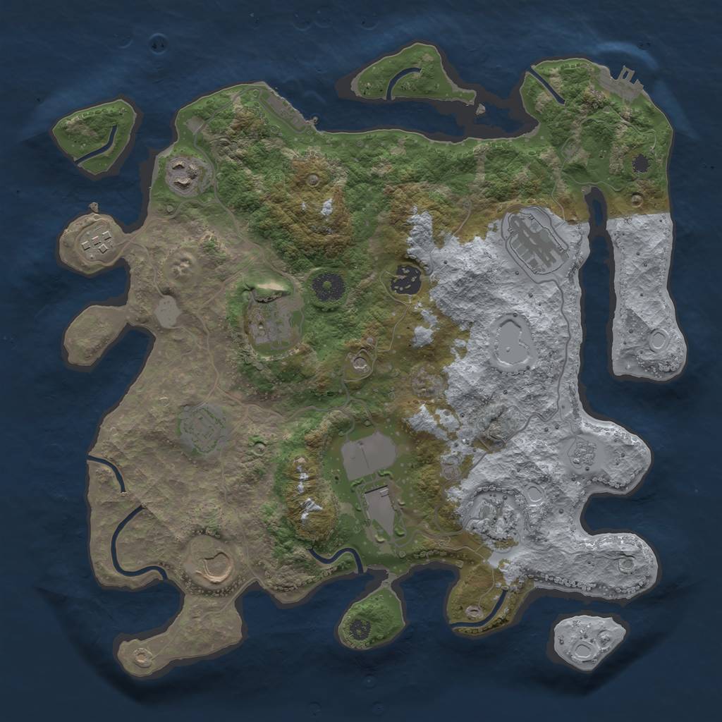 Rust Map: Procedural Map, Size: 3500, Seed: 1924548, 16 Monuments