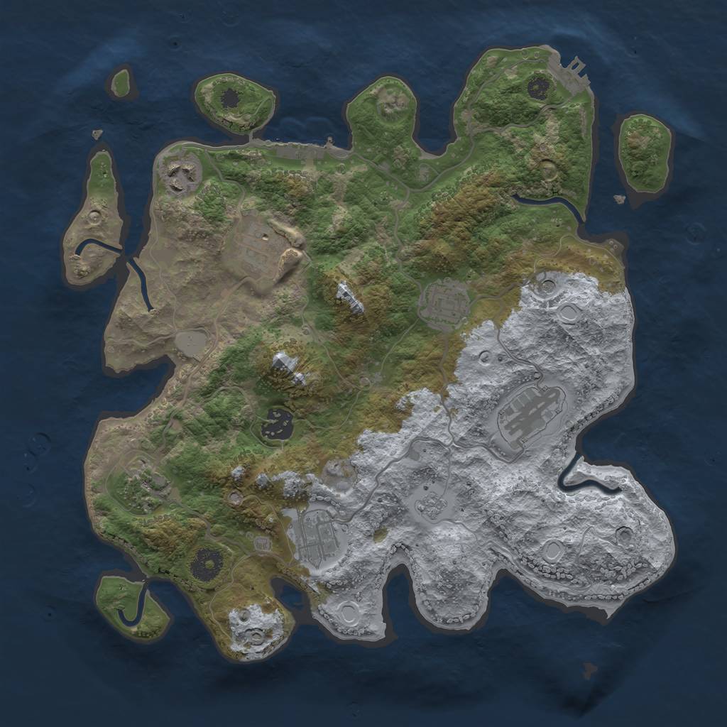 Rust Map: Procedural Map, Size: 3333, Seed: 1395431402, 16 Monuments
