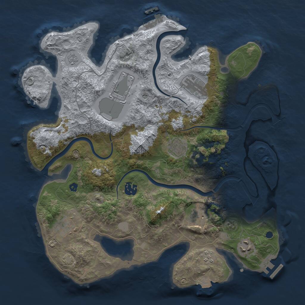 Rust Map: Procedural Map, Size: 3500, Seed: 302847508, 14 Monuments