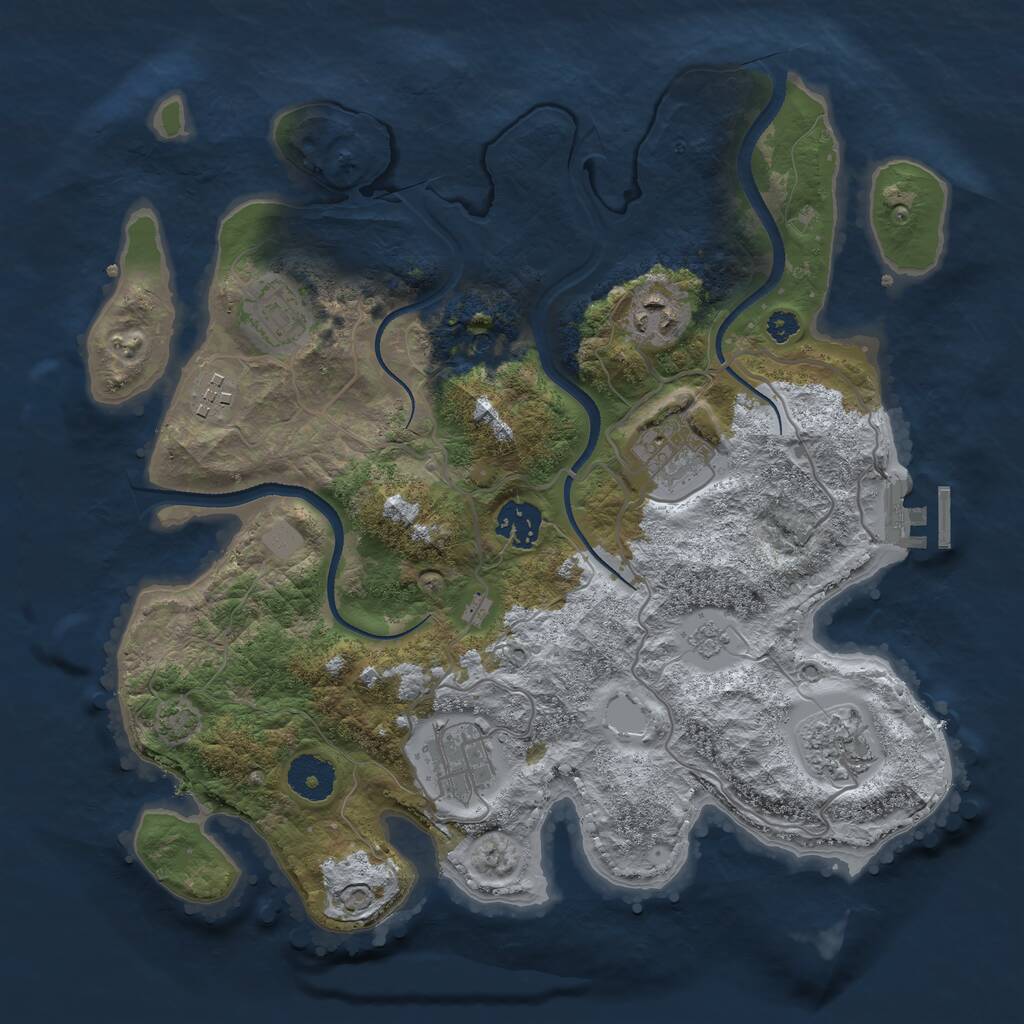 Rust Map: Procedural Map, Size: 3332, Seed: 1395431402, 12 Monuments
