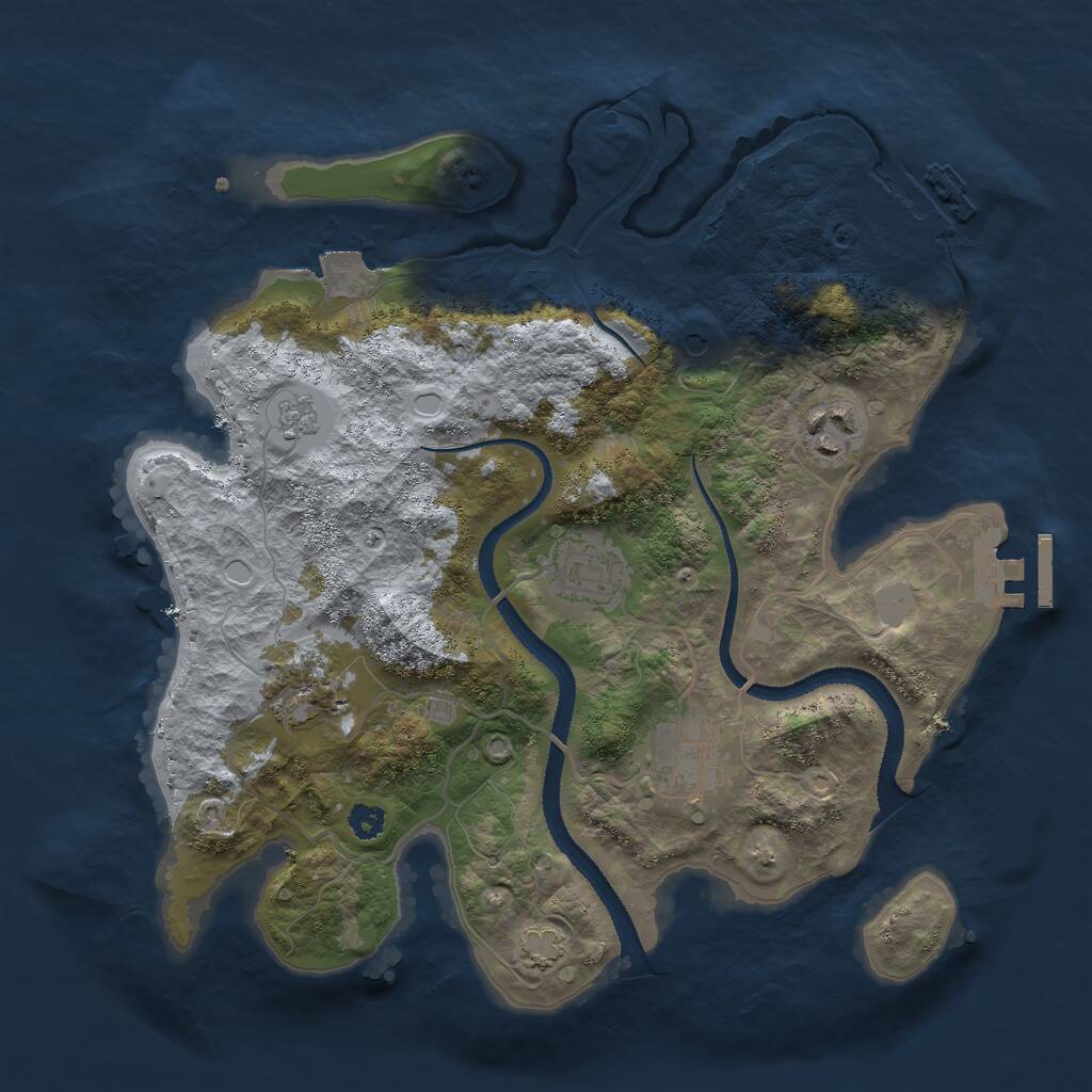 Rust Map: Procedural Map, Size: 3000, Seed: 1734, 10 Monuments