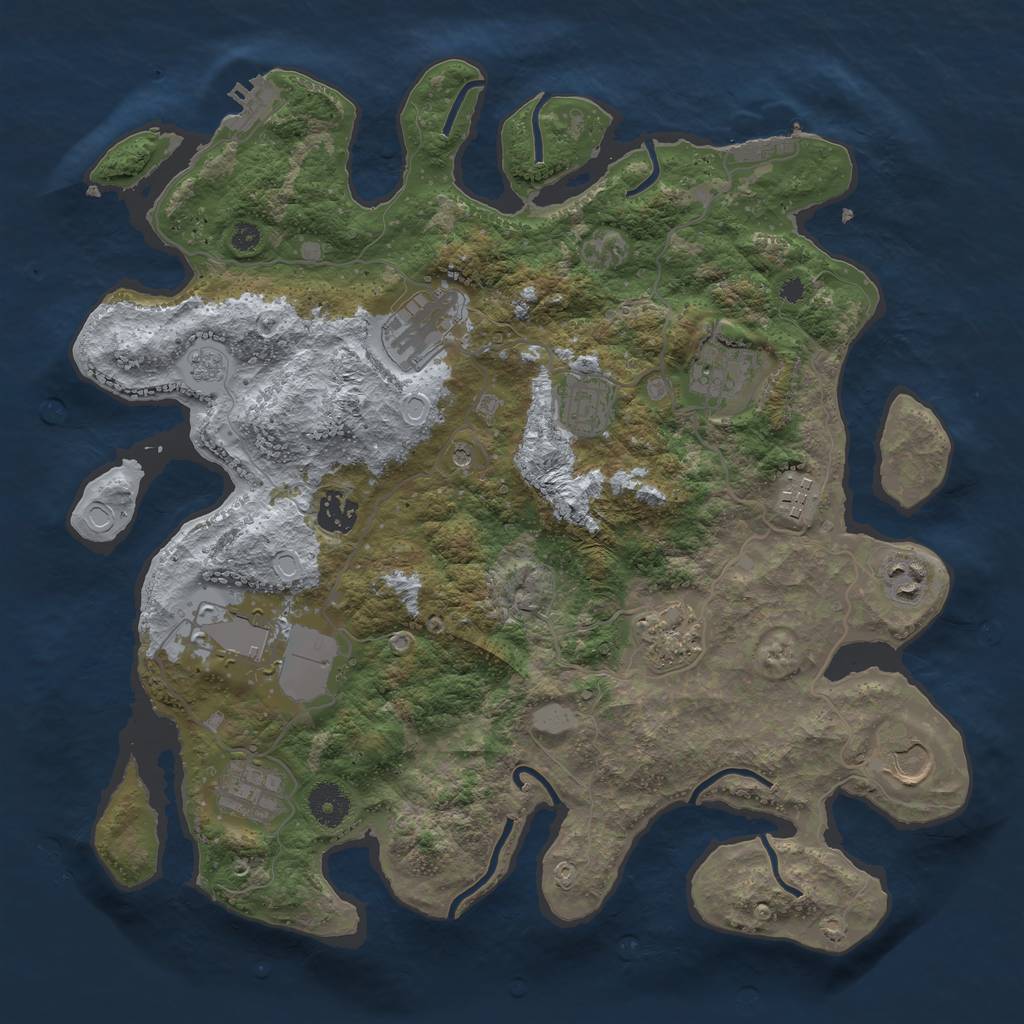 Rust Map: Procedural Map, Size: 3700, Seed: 1575941784, 19 Monuments