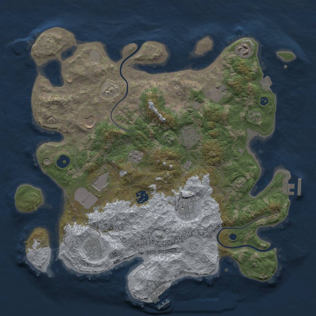 Rust Map: Procedural Map, Size: 3700, Seed: 1017037546, 15 Monuments