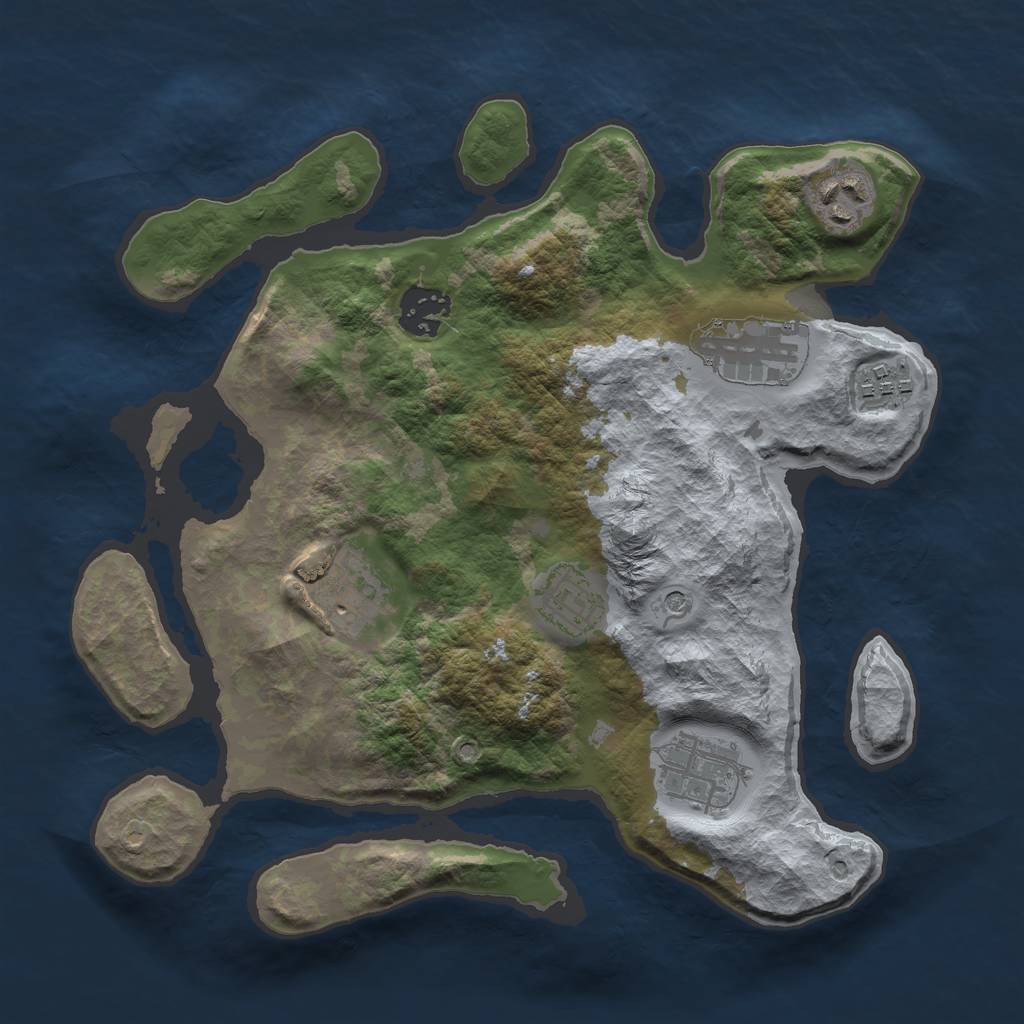 Rust Map: Barren, Size: 3000, Seed: 262082275, 10 Monuments