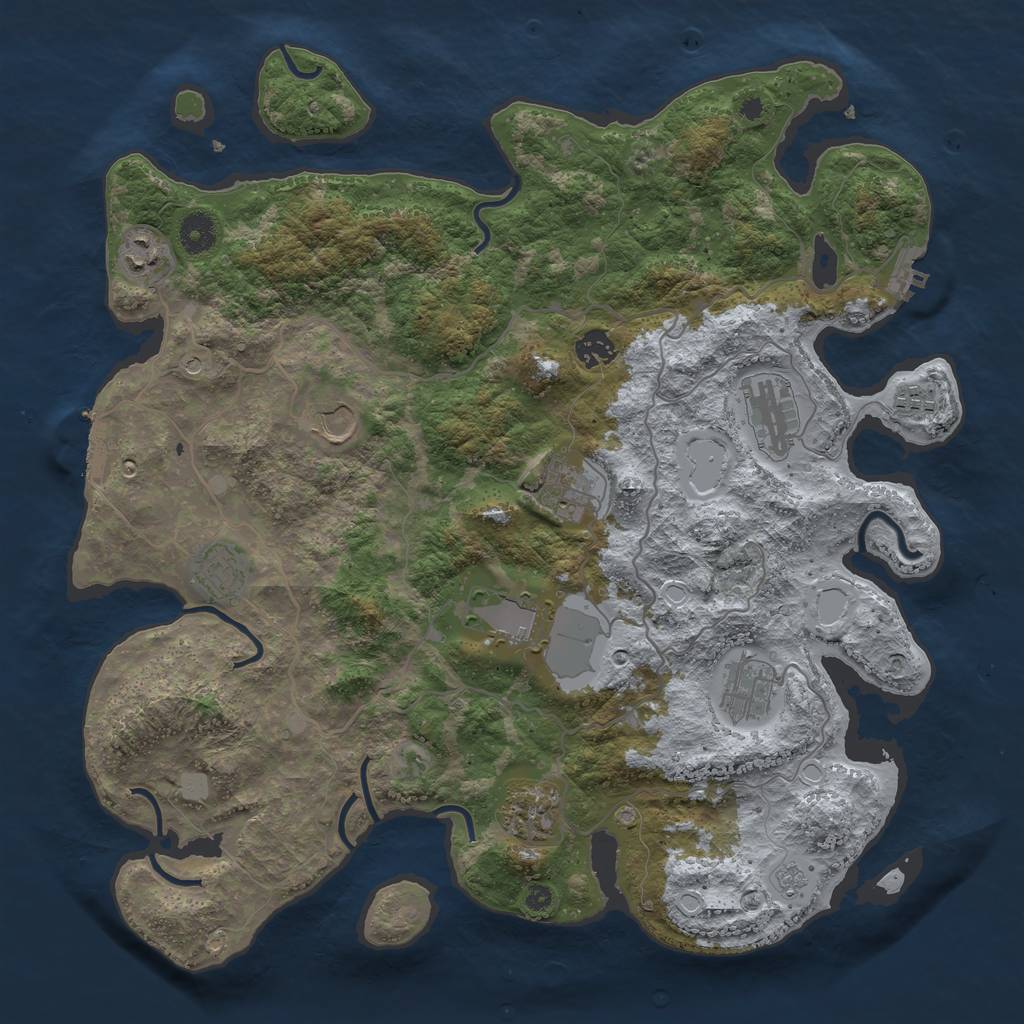 Rust Map: Procedural Map, Size: 4000, Seed: 1389899133, 19 Monuments