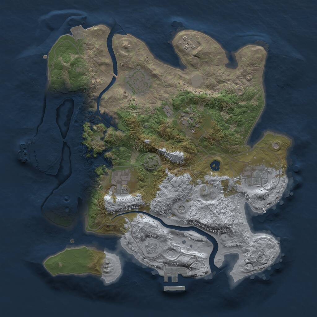 Rust Map: Procedural Map, Size: 3000, Seed: 702853699, 11 Monuments