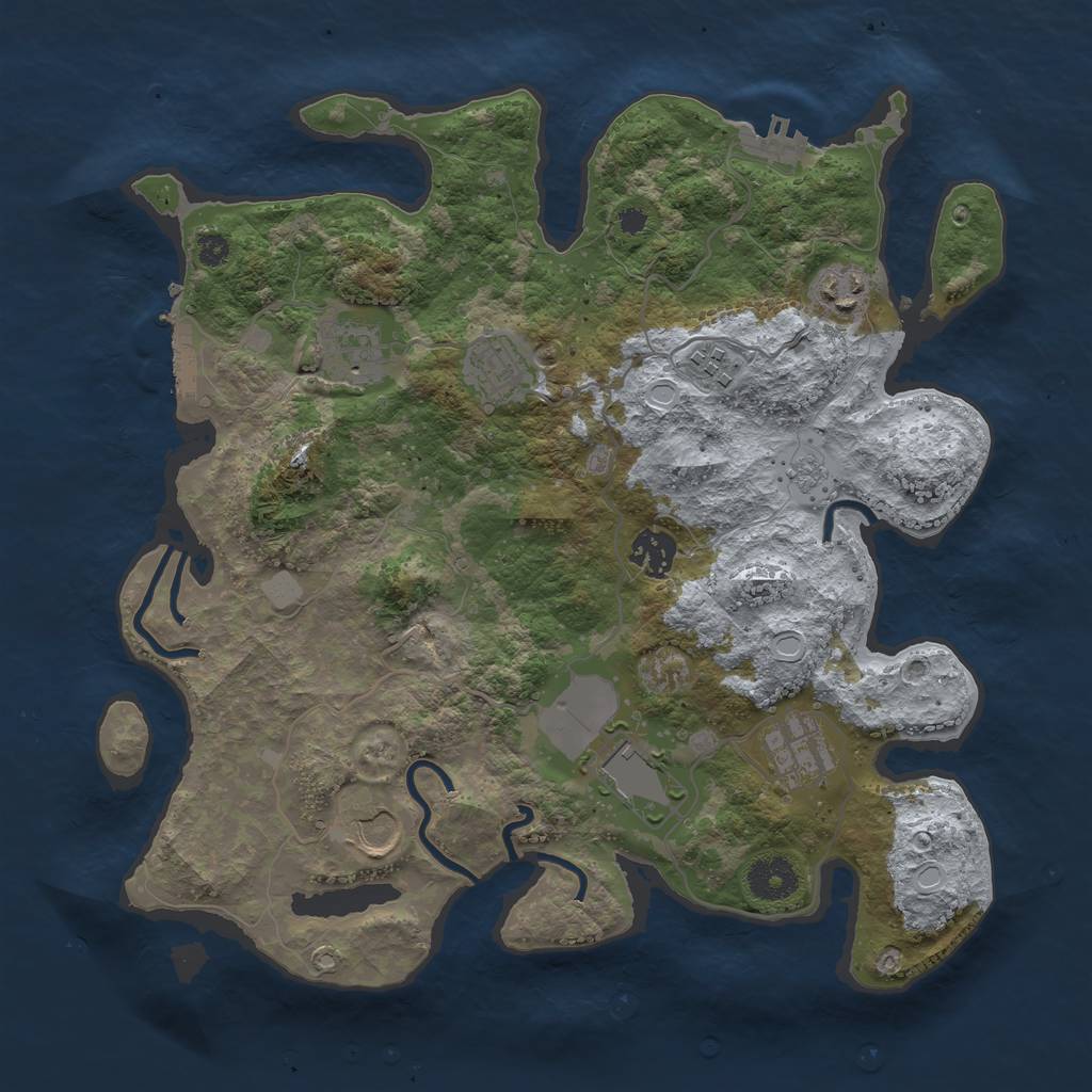 Rust Map: Procedural Map, Size: 3500, Seed: 55570644, 14 Monuments