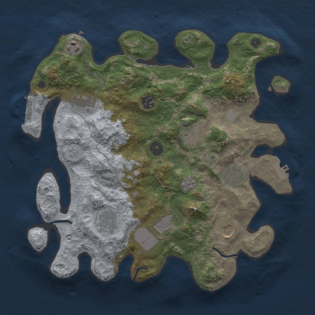 Rust Map: Procedural Map, Size: 3500, Seed: 95680986, 18 Monuments