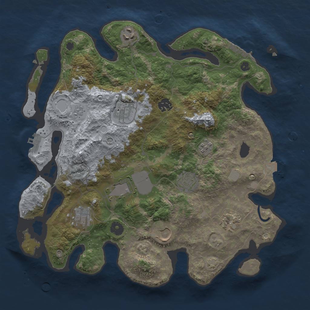 Rust Map: Procedural Map, Size: 3500, Seed: 6646357, 17 Monuments