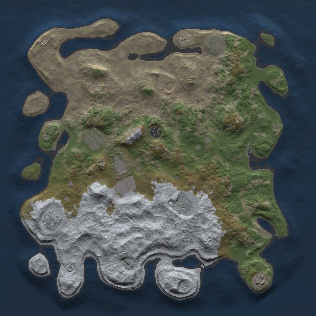 Rust Map: Barren, Size: 4000, Seed: 23032017, 12 Monuments