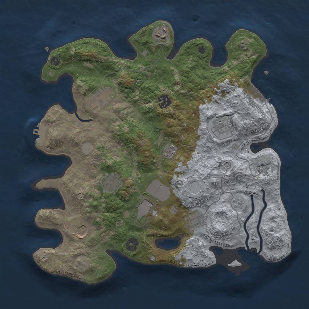 Rust Map: Procedural Map, Size: 3500, Seed: 71724361, 18 Monuments