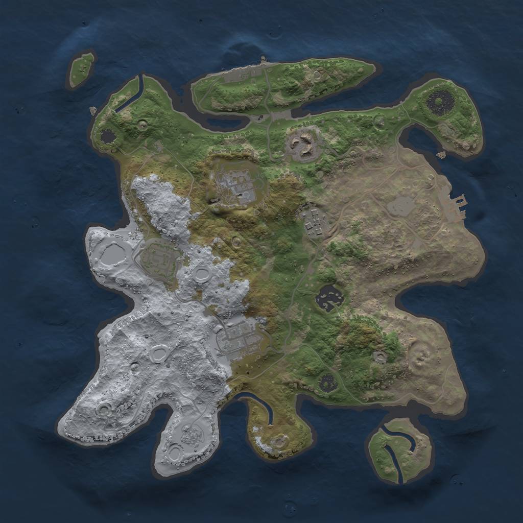 Rust Map: Procedural Map, Size: 3000, Seed: 42710023, 14 Monuments