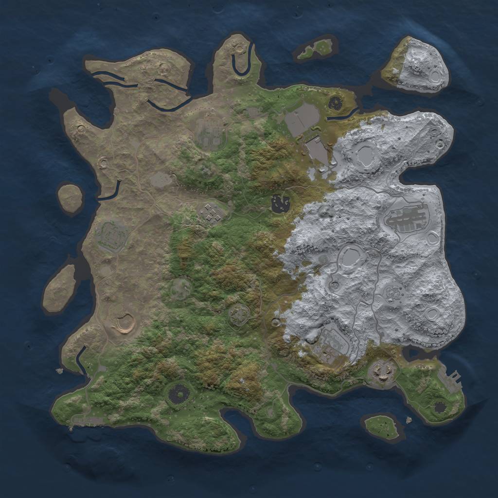 Rust Map: Procedural Map, Size: 3750, Seed: 604331394, 16 Monuments