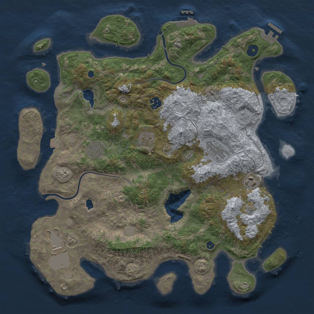 Rust Map: Procedural Map, Size: 4000, Seed: 1267947459, 12 Monuments