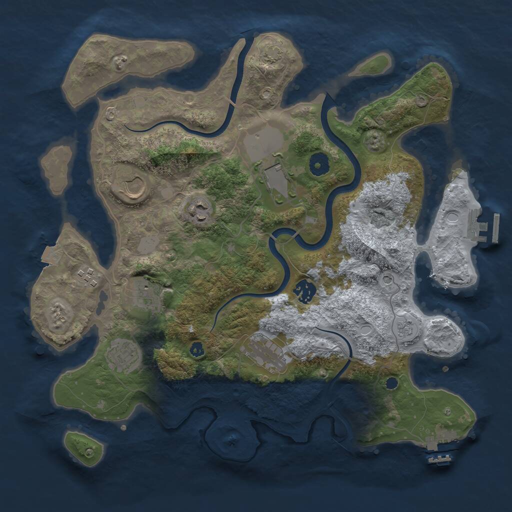 Rust Map: Procedural Map, Size: 3500, Seed: 3716940, 14 Monuments