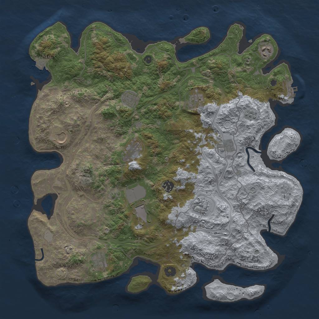 Rust Map: Procedural Map, Size: 4250, Seed: 1258663816, 18 Monuments