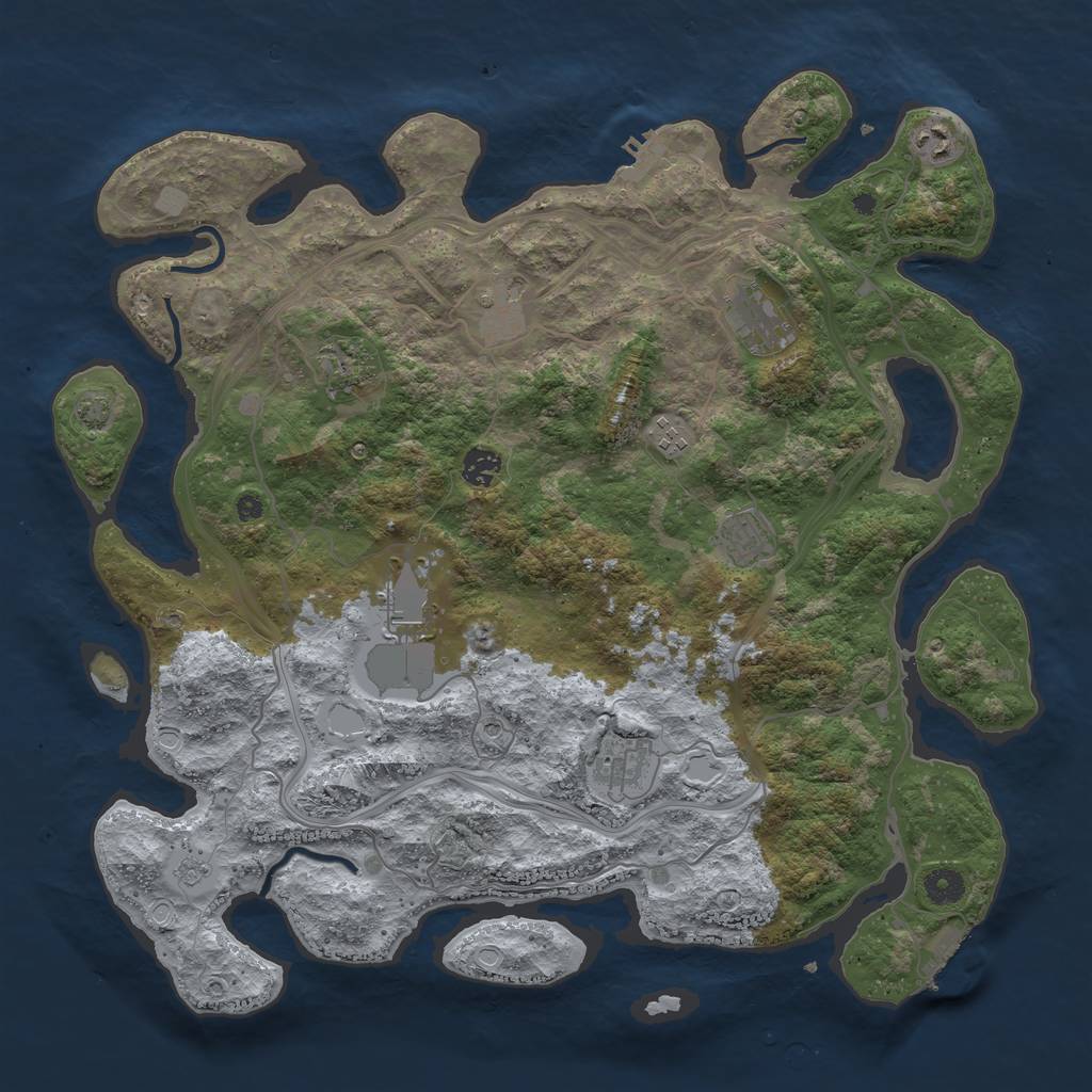 Rust Map: Procedural Map, Size: 4250, Seed: 1098344477, 17 Monuments