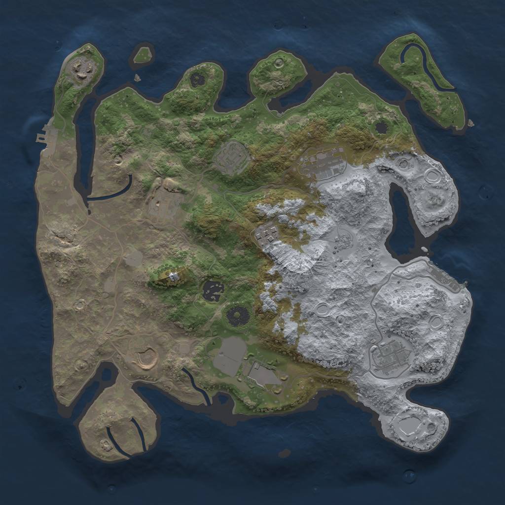 Rust Map: Procedural Map, Size: 3500, Seed: 75609090, 18 Monuments