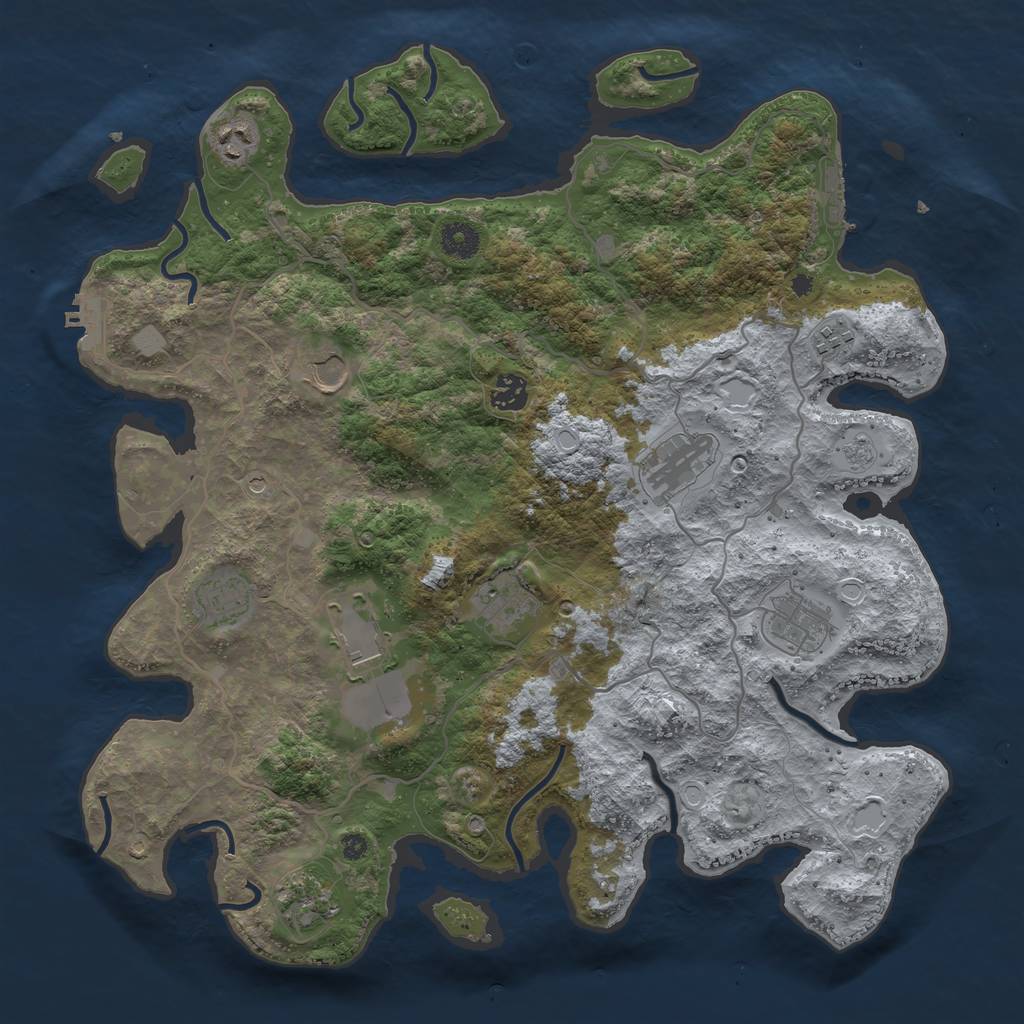 Rust Map: Procedural Map, Size: 4000, Seed: 1086706402, 19 Monuments