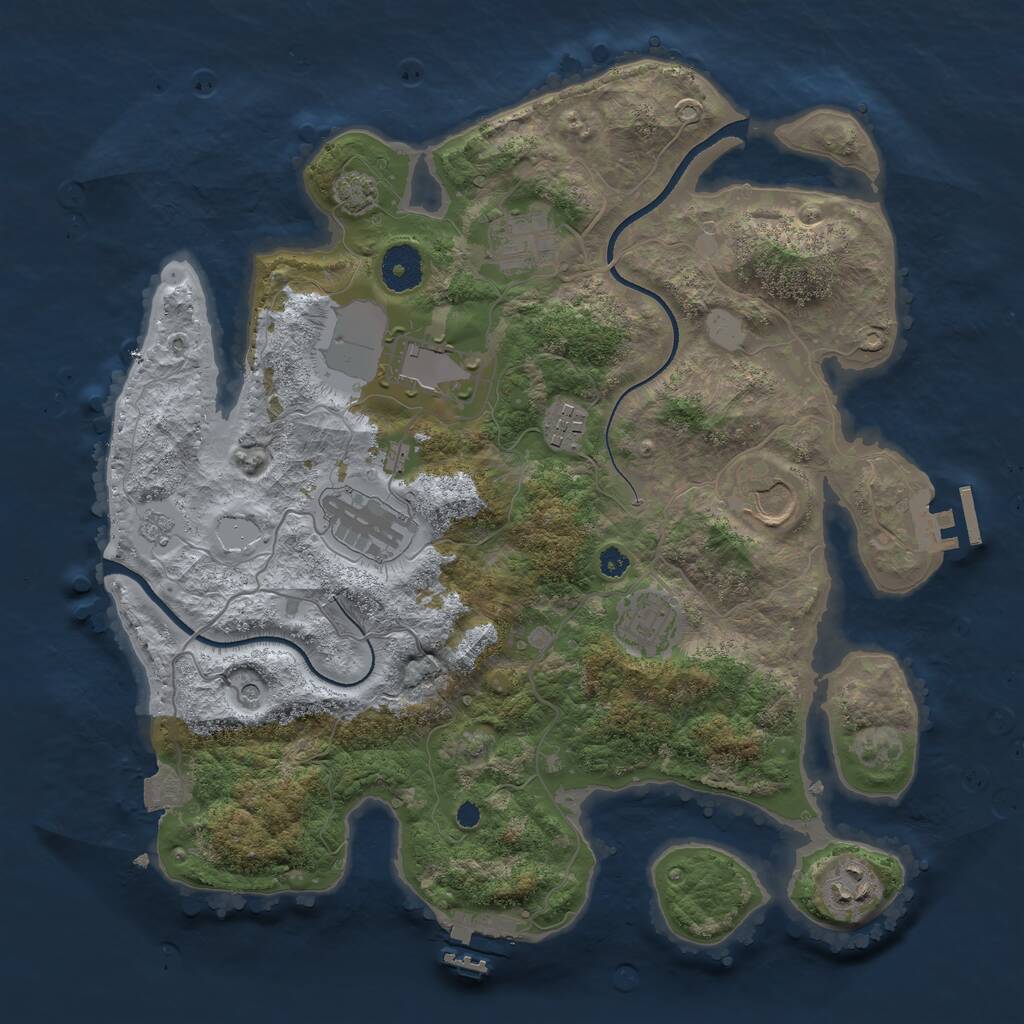 Rust Map: Procedural Map, Size: 3500, Seed: 124646, 13 Monuments