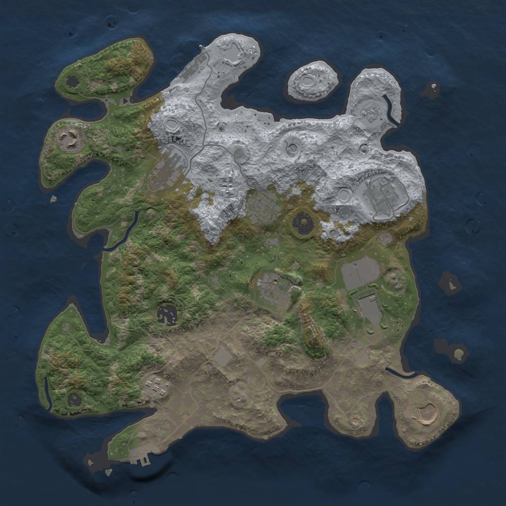 Rust Map: Procedural Map, Size: 3500, Seed: 91762806, 18 Monuments