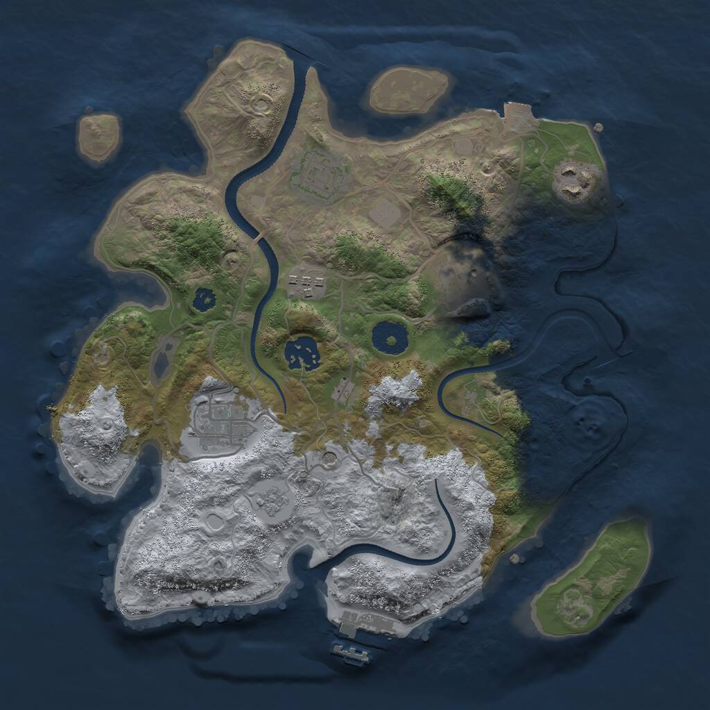 Rust Map: Procedural Map, Size: 3000, Seed: 22509, 10 Monuments