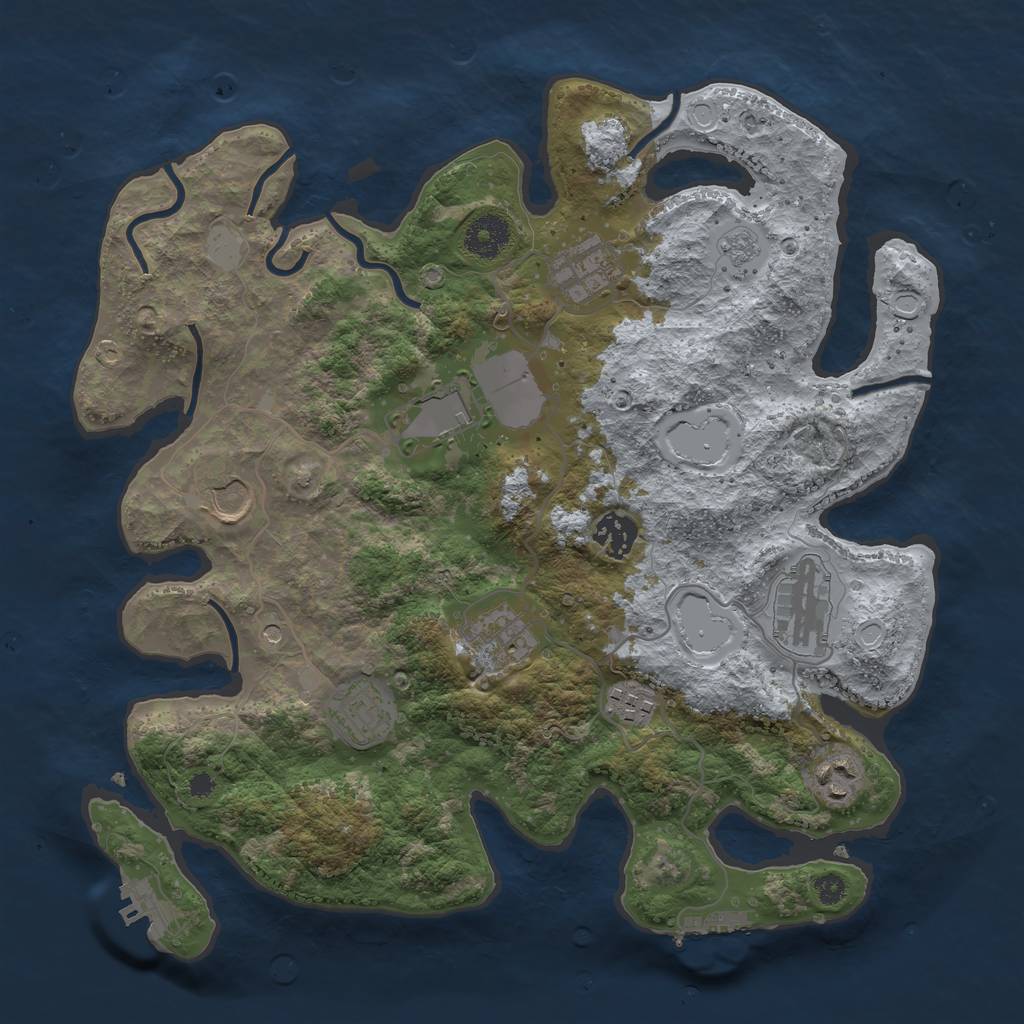 Rust Map: Procedural Map, Size: 3500, Seed: 49921732, 18 Monuments
