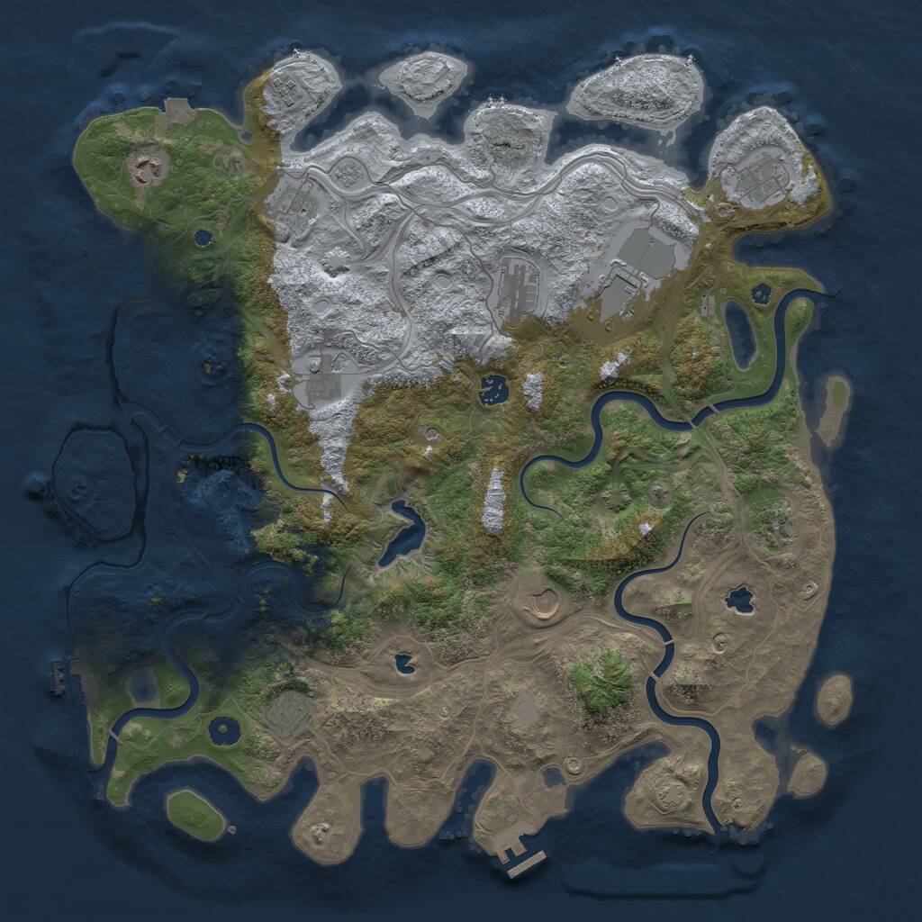 Rust Map: Procedural Map, Size: 4500, Seed: 1957811009, 17 Monuments