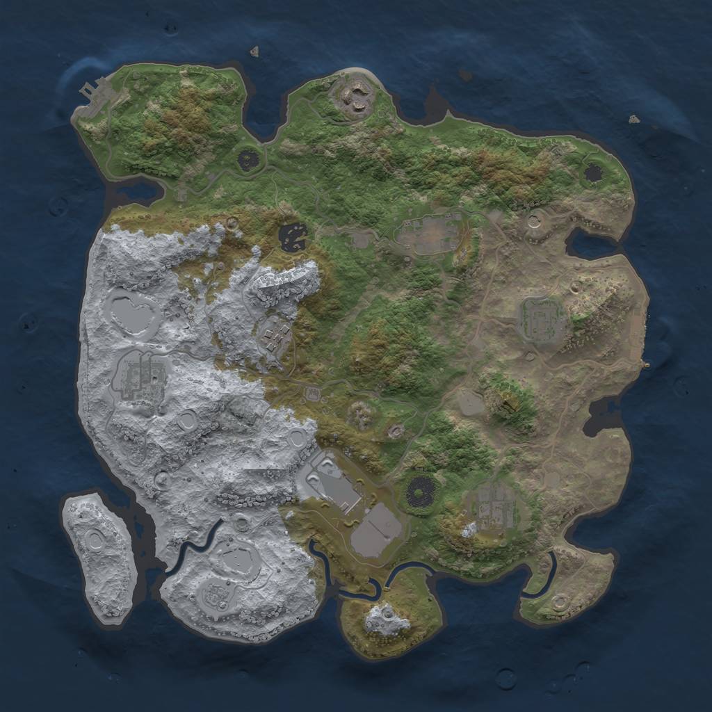 Rust Map: Procedural Map, Size: 3500, Seed: 48200634, 15 Monuments