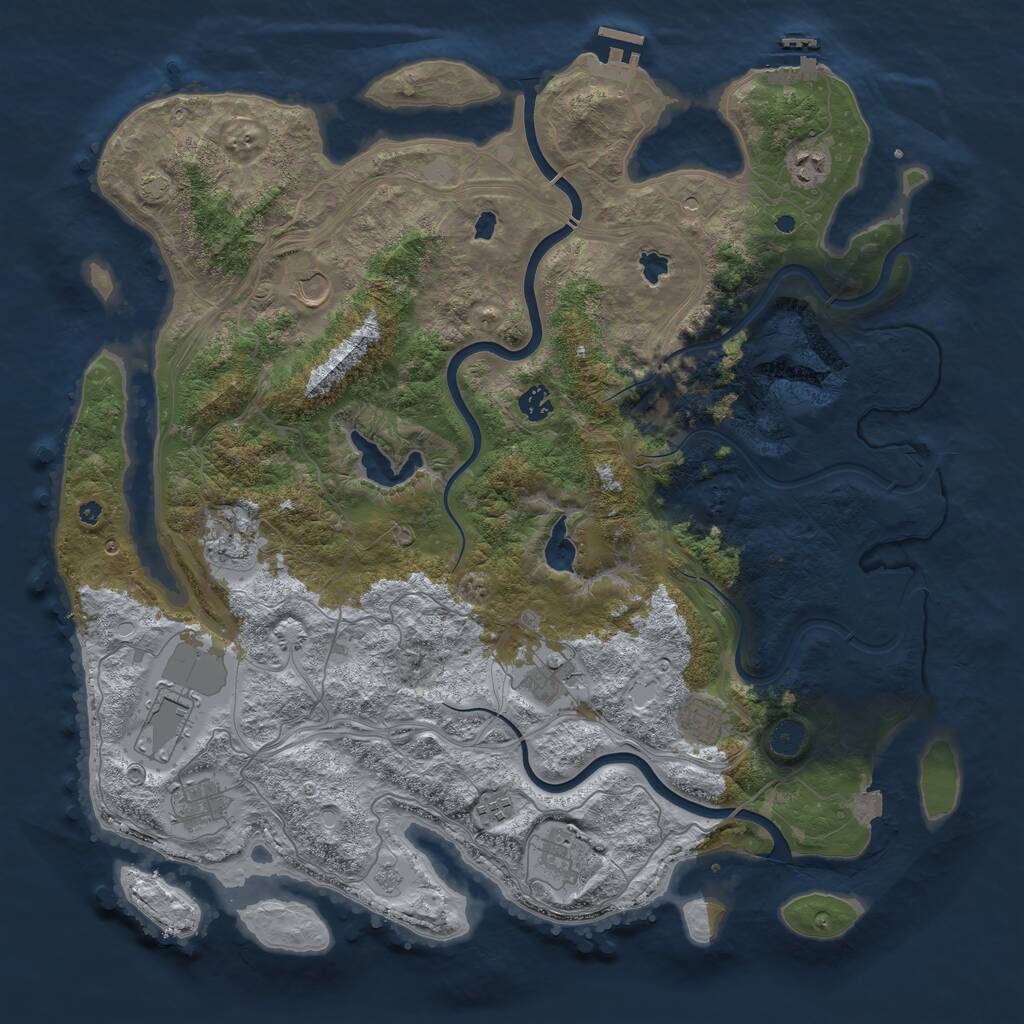 Rust Map: Procedural Map, Size: 4500, Seed: 11102, 16 Monuments