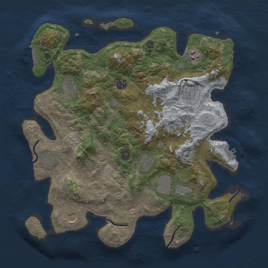 Rust Map: Procedural Map, Size: 3750, Seed: 23436603, 18 Monuments