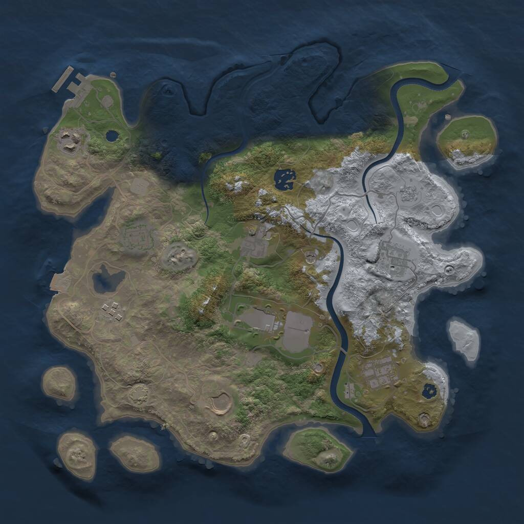 Rust Map: Procedural Map, Size: 3500, Seed: 245157, 14 Monuments