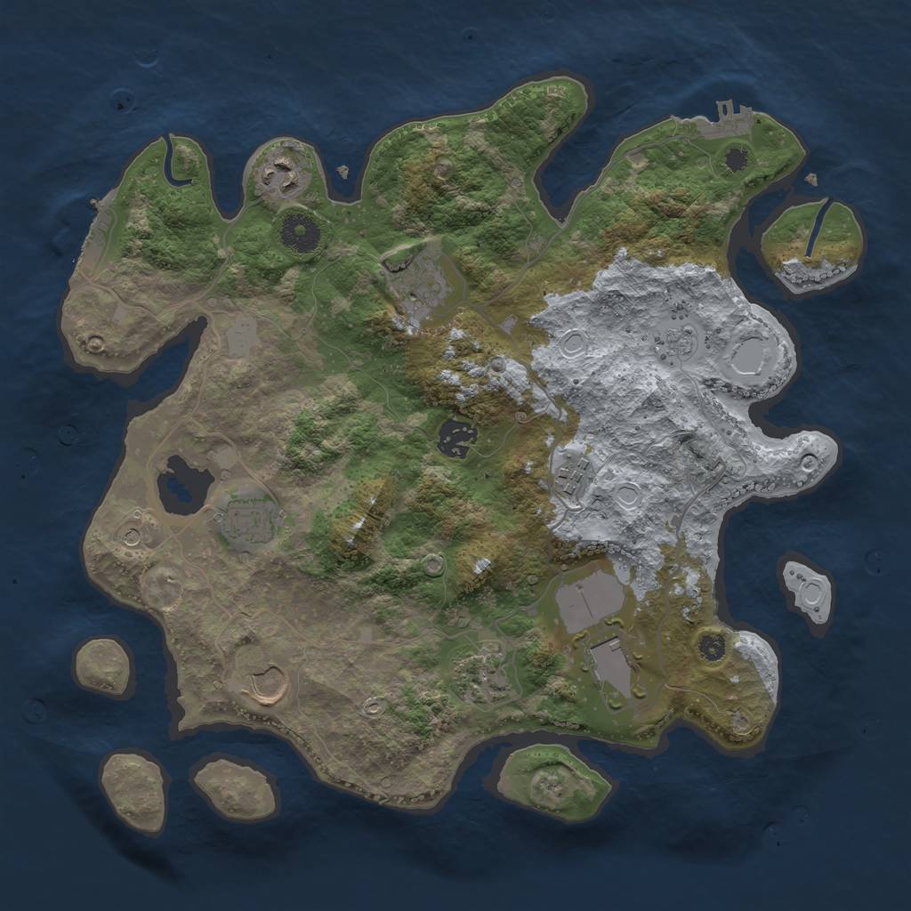 Rust Map: Procedural Map, Size: 3500, Seed: 245157, 17 Monuments