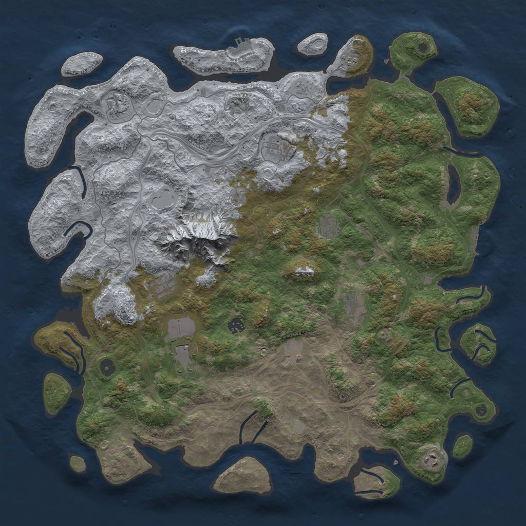 Rust Map: Procedural Map, Size: 5000, Seed: 45872, 19 Monuments