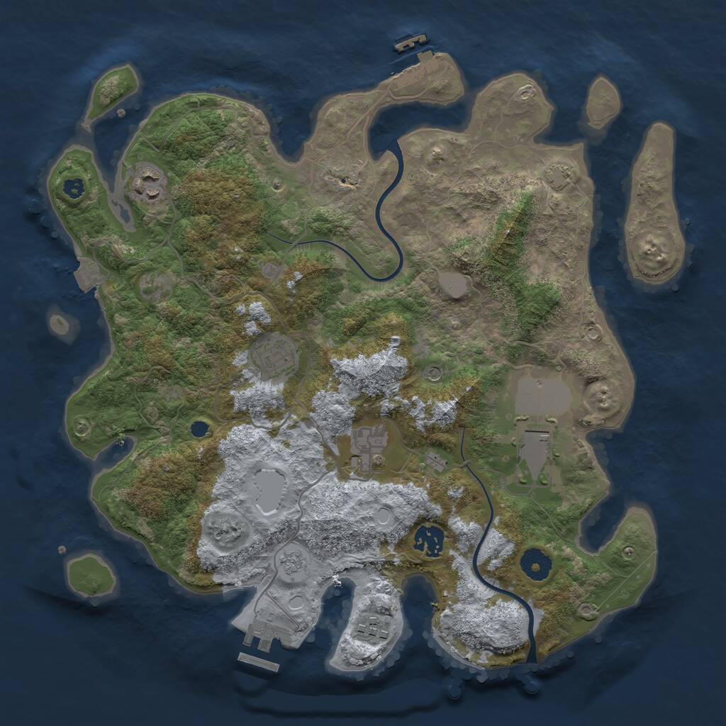Rust Map: Procedural Map, Size: 3500, Seed: 89455, 12 Monuments