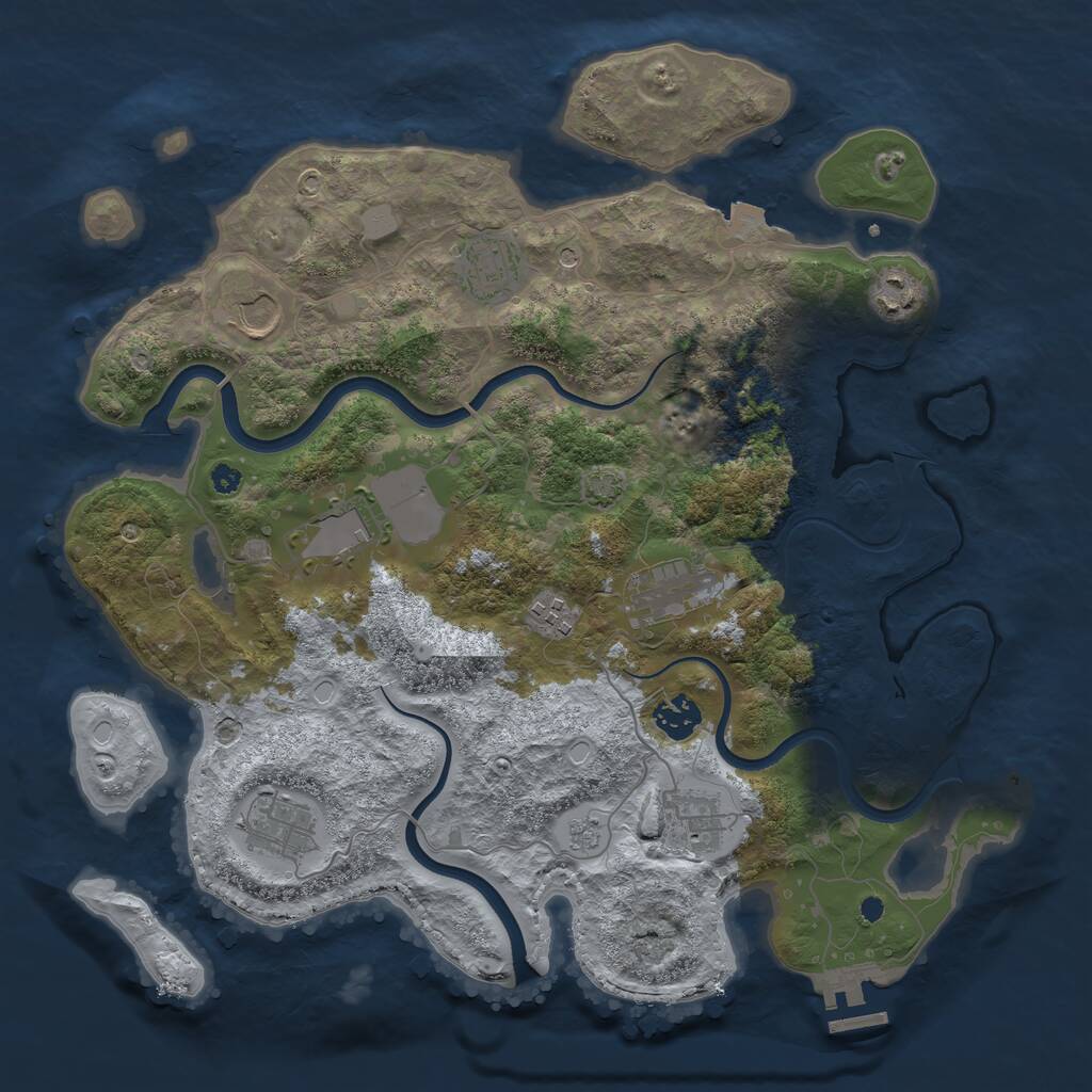 Rust Map: Procedural Map, Size: 3700, Seed: 516957229, 14 Monuments