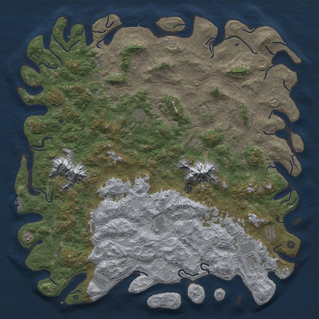 Rust Map: Procedural Map, Size: 6000, Seed: 2072654391, 20 Monuments