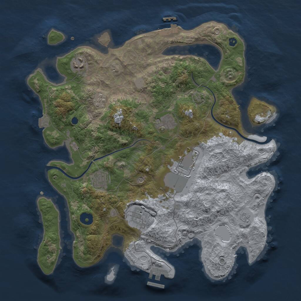 Rust Map: Procedural Map, Size: 3500, Seed: 612237885, 12 Monuments