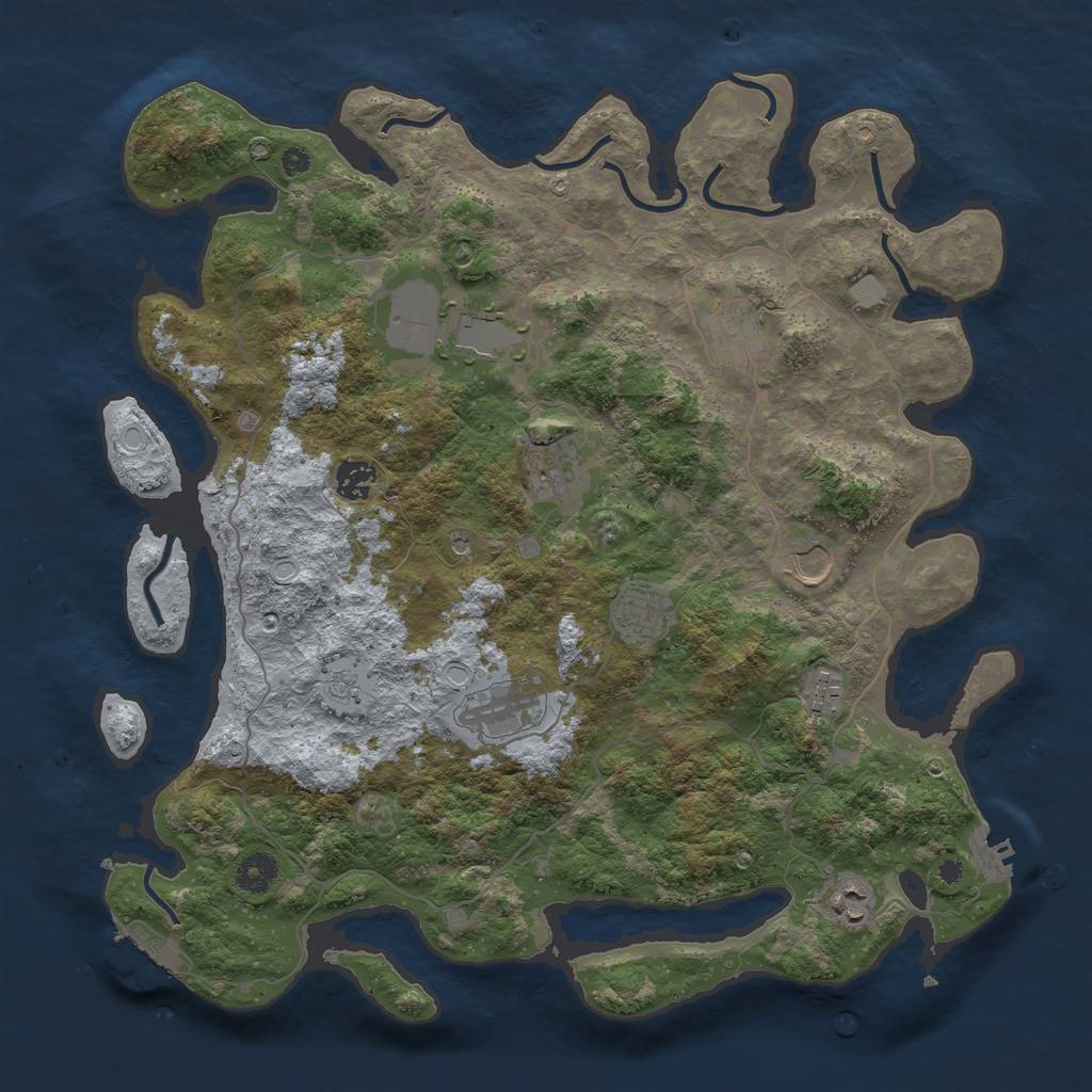 Rust Map: Procedural Map, Size: 4000, Seed: 6957456, 16 Monuments