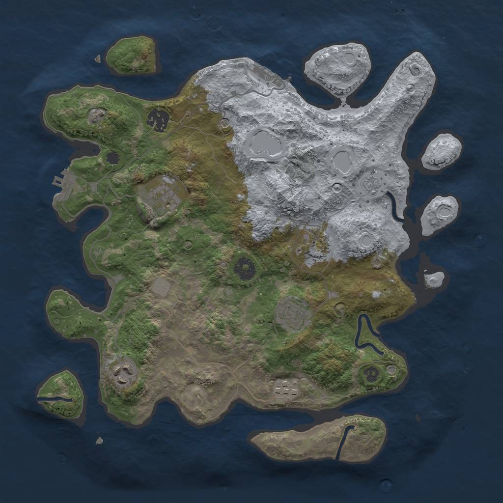 Rust Map: Procedural Map, Size: 3394, Seed: 541415, 15 Monuments
