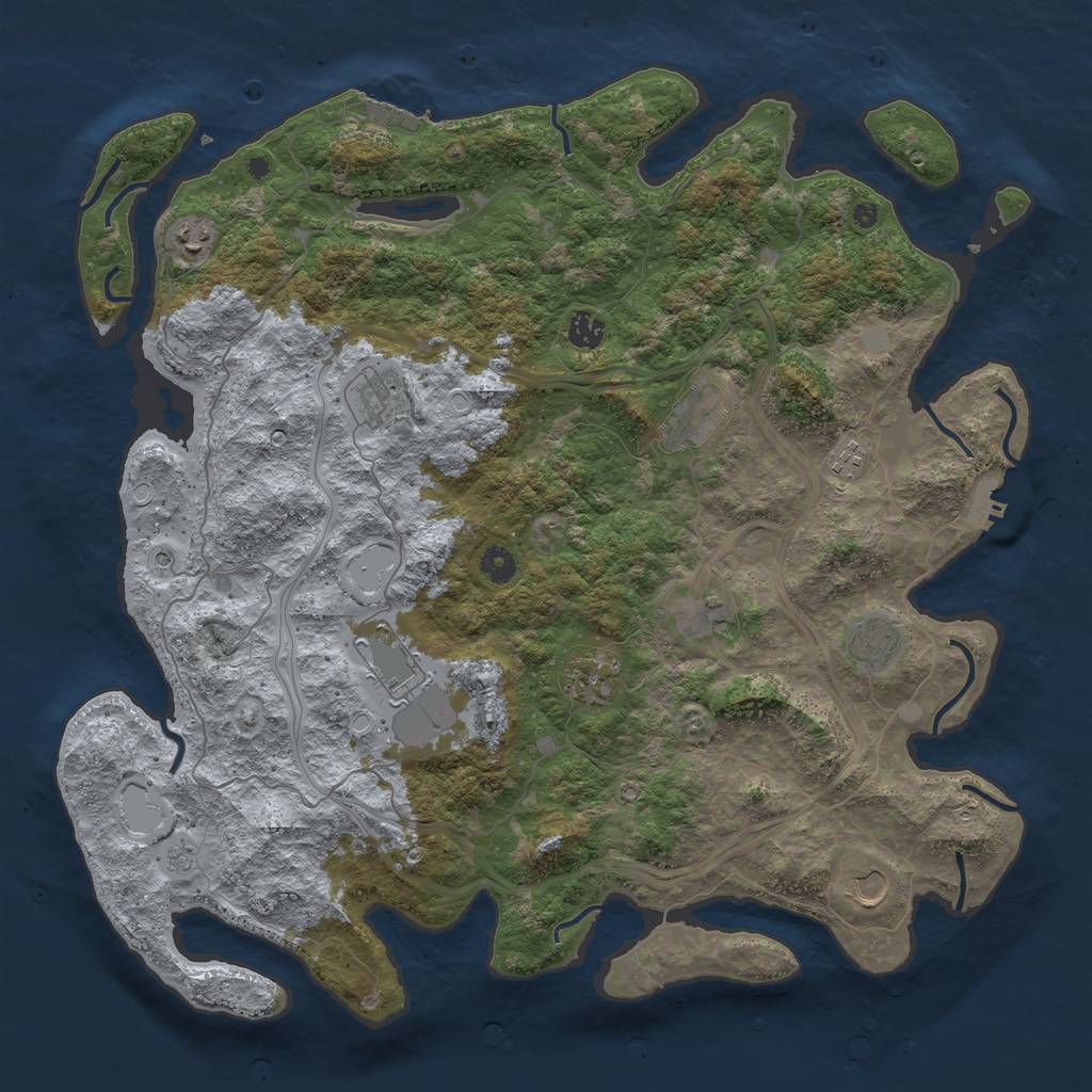 Rust Map: Procedural Map, Size: 4500, Seed: 685218377, 19 Monuments
