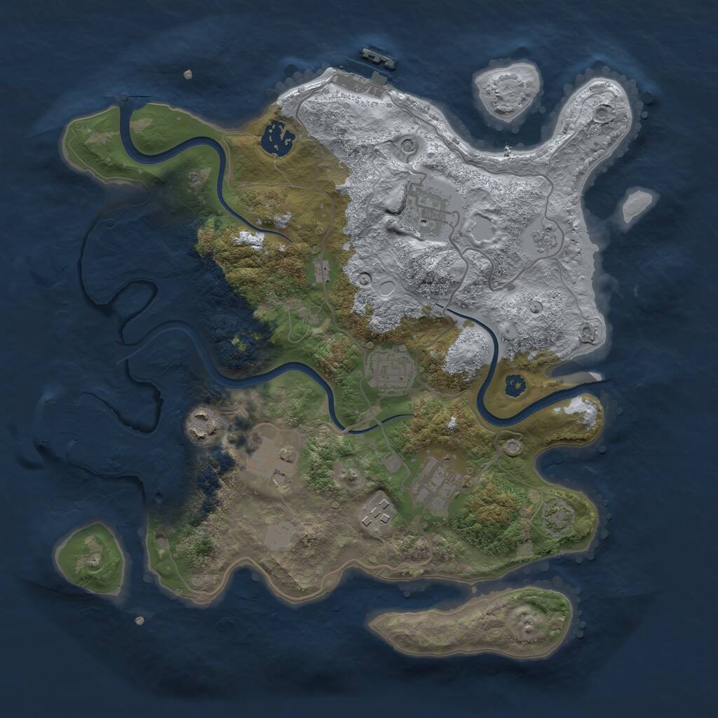 Rust Map: Procedural Map, Size: 3272, Seed: 541415, 13 Monuments