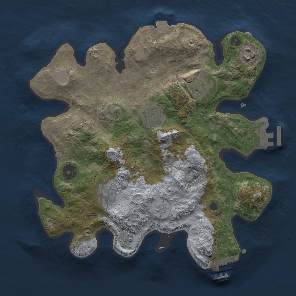 Rust Map: Procedural Map, Size: 3000, Seed: 2449074, 13 Monuments