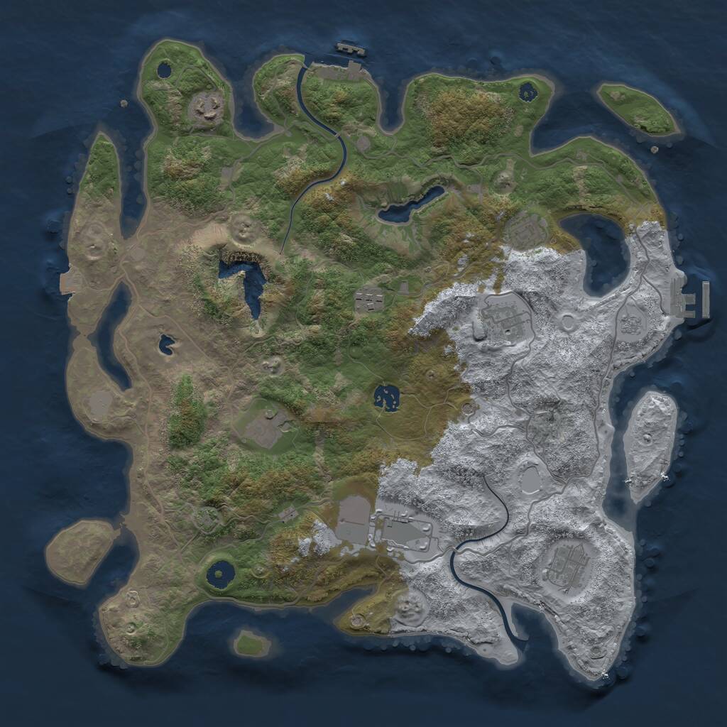 Rust Map: Procedural Map, Size: 4000, Seed: 568753421, 14 Monuments