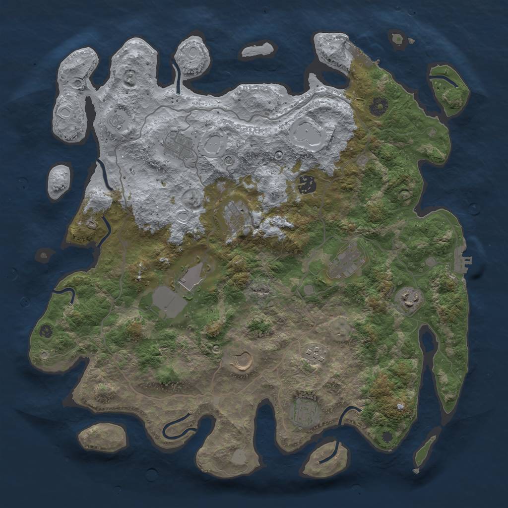 Rust Map: Procedural Map, Size: 4000, Seed: 1186955221, 18 Monuments